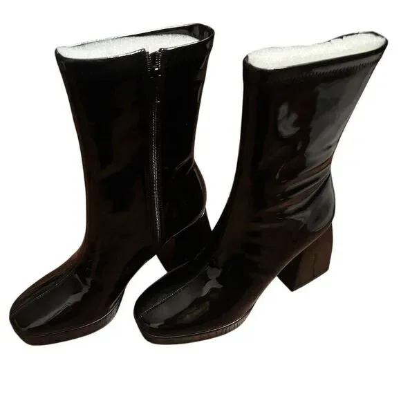 Lulus Women's Black Platform Boots Size 6 Casual Block Heel Edmen - Picture 5 of 16